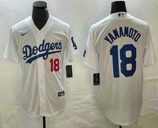 Men%27s Los Angeles Dodgers #18 Yoshinobu Yamamoto Number White Stitched Cool Base Nike Jersey->los angeles dodgers->MLB Jersey